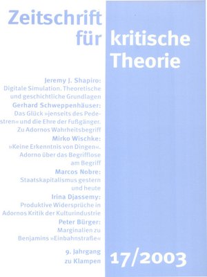 cover image of Zeitschrift für kritische Theorie / Zeitschrift für kritische Theorie, Heft 17